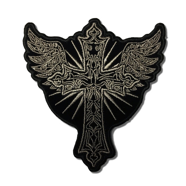 Christian Cross with Wings Patch - PATCHERS Iron on Patch