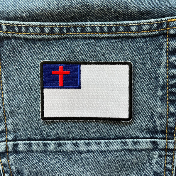 Christian Flag with Black Borders Patch - PATCHERS Iron on Patch