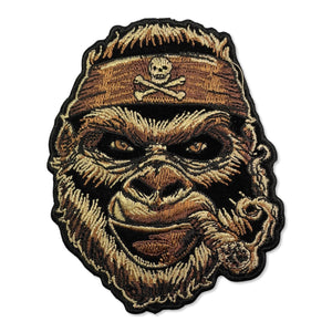 Cigar Gorilla with Skull Headwrap Patch - PATCHERS Iron on Patch