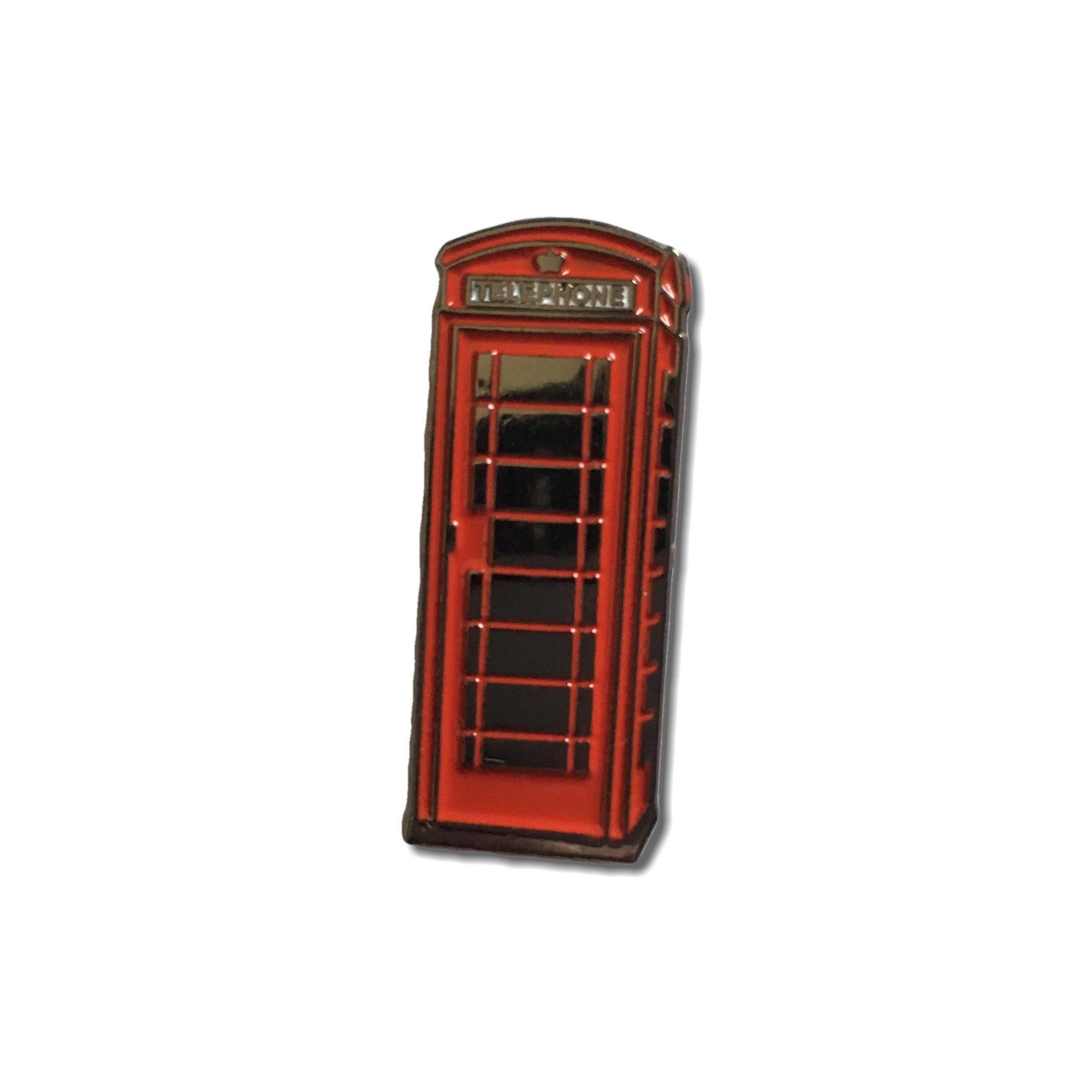 Metal & Enamel Red Phone Box Pin Badge with Secure Locking Back – PATCHERS