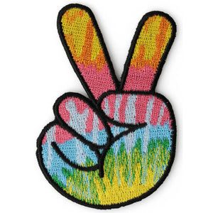 Colourful Peace Fingers Hand Sign Patch - PATCHERS Iron on Patch