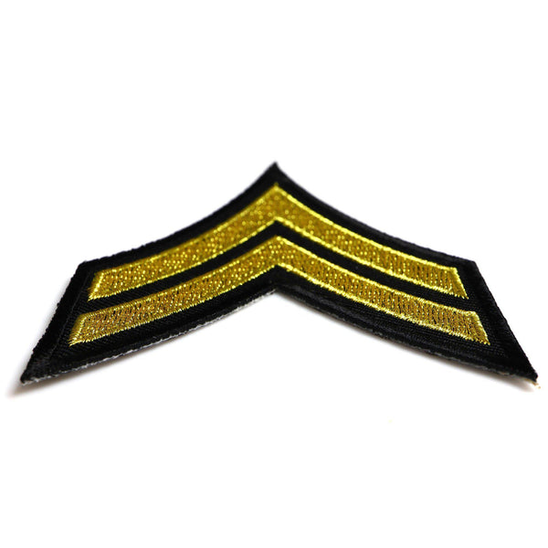 Corporal Chevron Black Yellow/Gold Patch - PATCHERS Iron on Patch