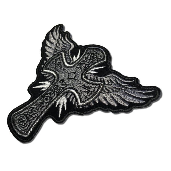 Cross with Wings Christian Patch - PATCHERS Iron on Patch