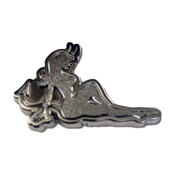 Devil Girl 3D Polished Pewter Pin Badge - PATCHERS Pin Badge