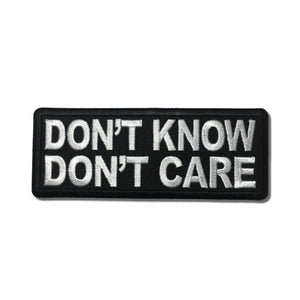 Don't Know Don't Care Patch - PATCHERS Iron on Patch