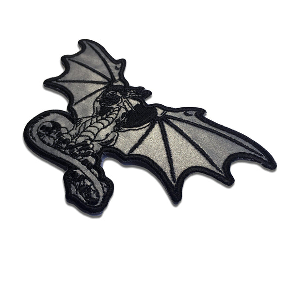 Dragon with Skulls Reflective Patch - PATCHERS Iron on Patch