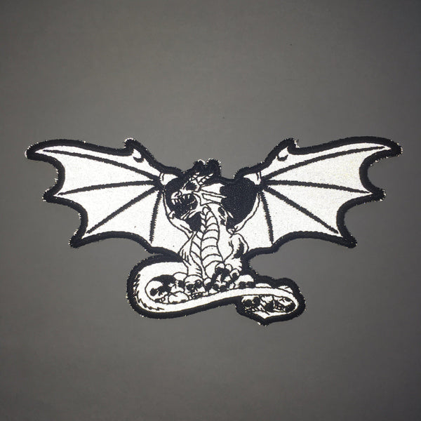 Dragon with Skulls Reflective Patch - PATCHERS Iron on Patch