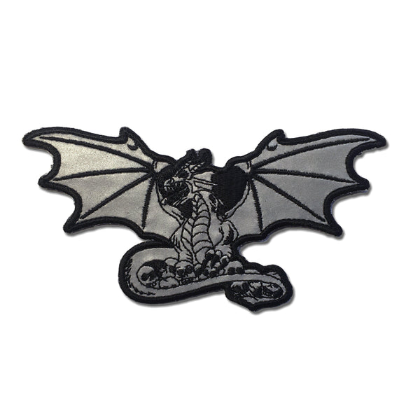 Dragon with Skulls Reflective Patch - PATCHERS Iron on Patch