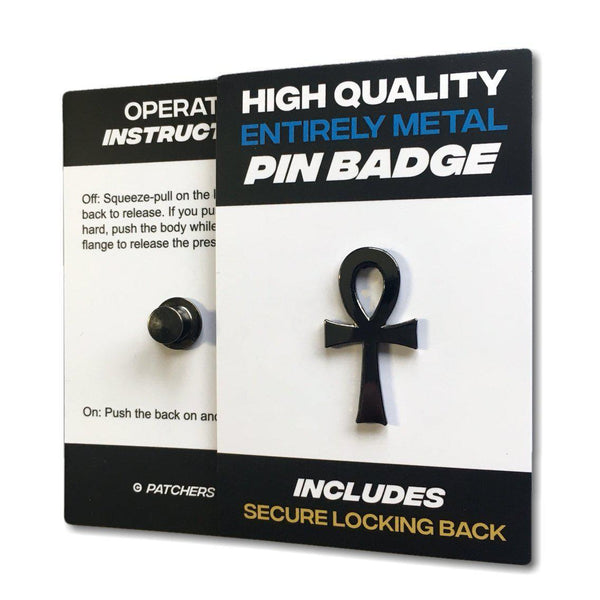 Egyptian Ankh in Black Nickel Pin Badge - PATCHERS Pin Badge