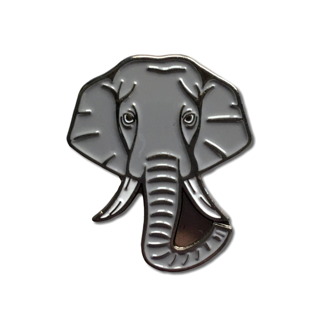 Metal & Enamel Elephant Head Pin Badge with Secure Locking Back – PATCHERS