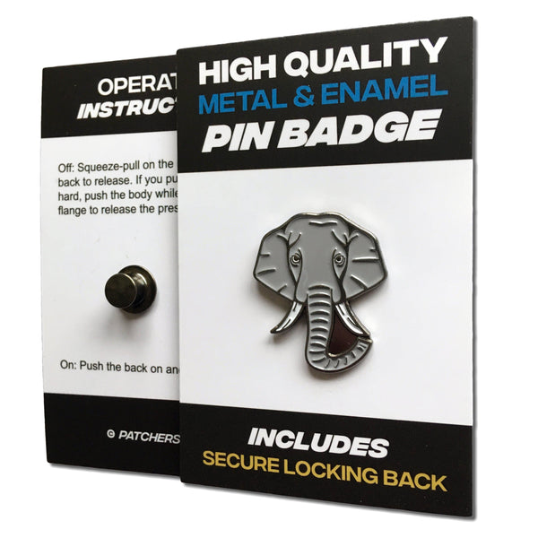 Elephant Head Pin Badge - PATCHERS Pin Badge