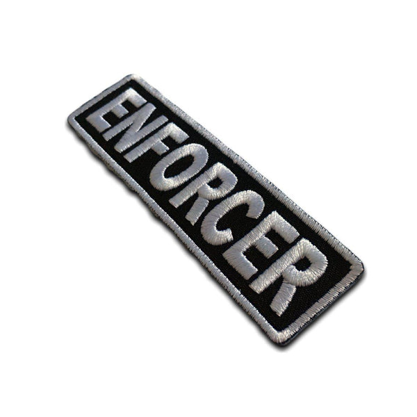 Enforcer White on Black Patch - PATCHERS Iron on Patch