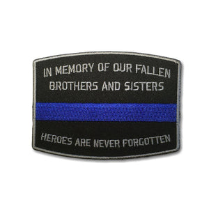 Fallen Officer Memorial Blue Line Patch - PATCHERS Iron on Patch