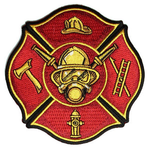 Fire Fighter Axe Ladder Hydrant Cap Patch - PATCHERS Iron on Patch