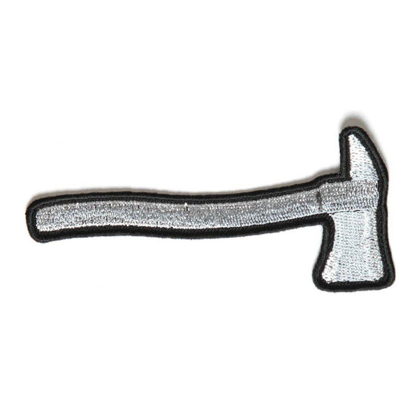 Firefighter Axe In Silver Metallic Patch - PATCHERS Iron on Patch