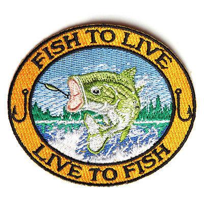 Fish To Live Live To Fish Bass Patch - PATCHERS Iron on Patch