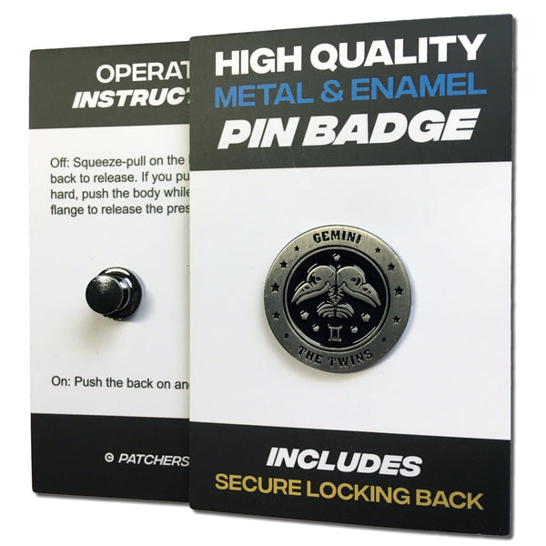 Gemini Skull Zodiac Sign Pin Badge - PATCHERS Pin Badge