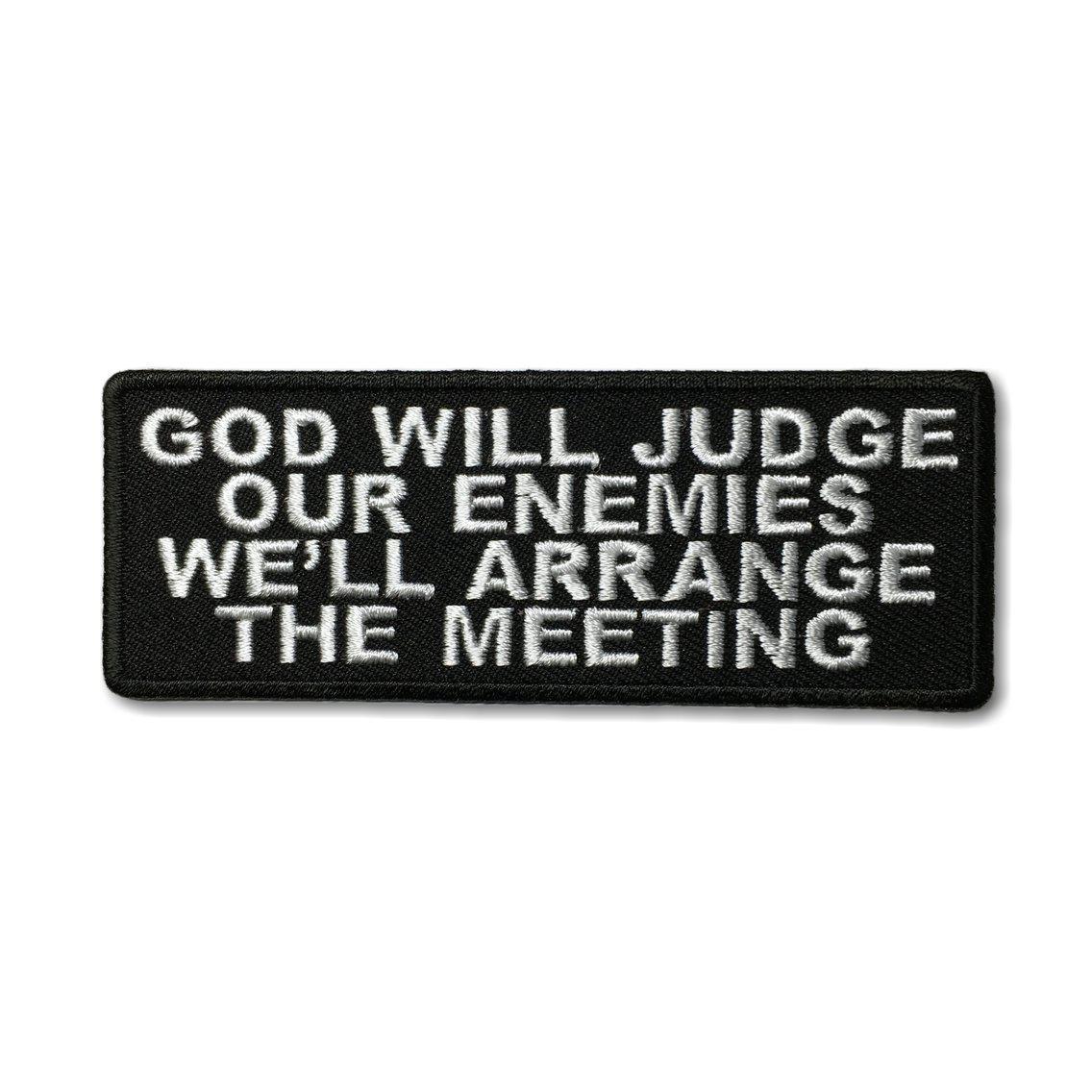 Parche Pvc Brilla En La Oscuridad God Will Judge Our Enemies Multicolor Diseño De La Tela