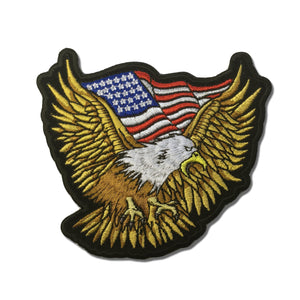 Gold Eagle With US Flag Patch - PATCHERS Iron on Patch