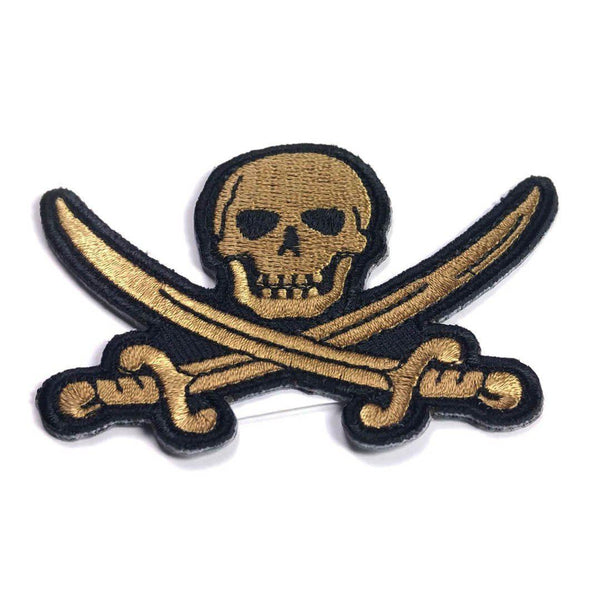 Gold Pirate Sword Skull Patch - PATCHERS Iron on Patch