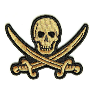 Gold Pirate Sword Skull Patch - PATCHERS Iron on Patch
