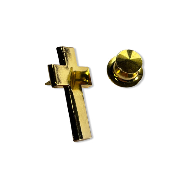 Gold Plated Cross Pin Badge - PATCHERS Pin Badge