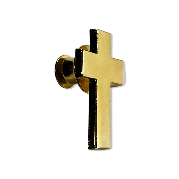 Gold Plated Cross Pin Badge - PATCHERS Pin Badge