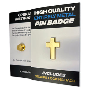 Gold Plated Cross Pin Badge - PATCHERS Pin Badge