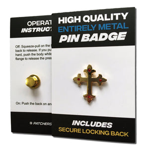 Gothic Cross Gold Plated with Jewels Pin Badge - PATCHERS Pin Badge