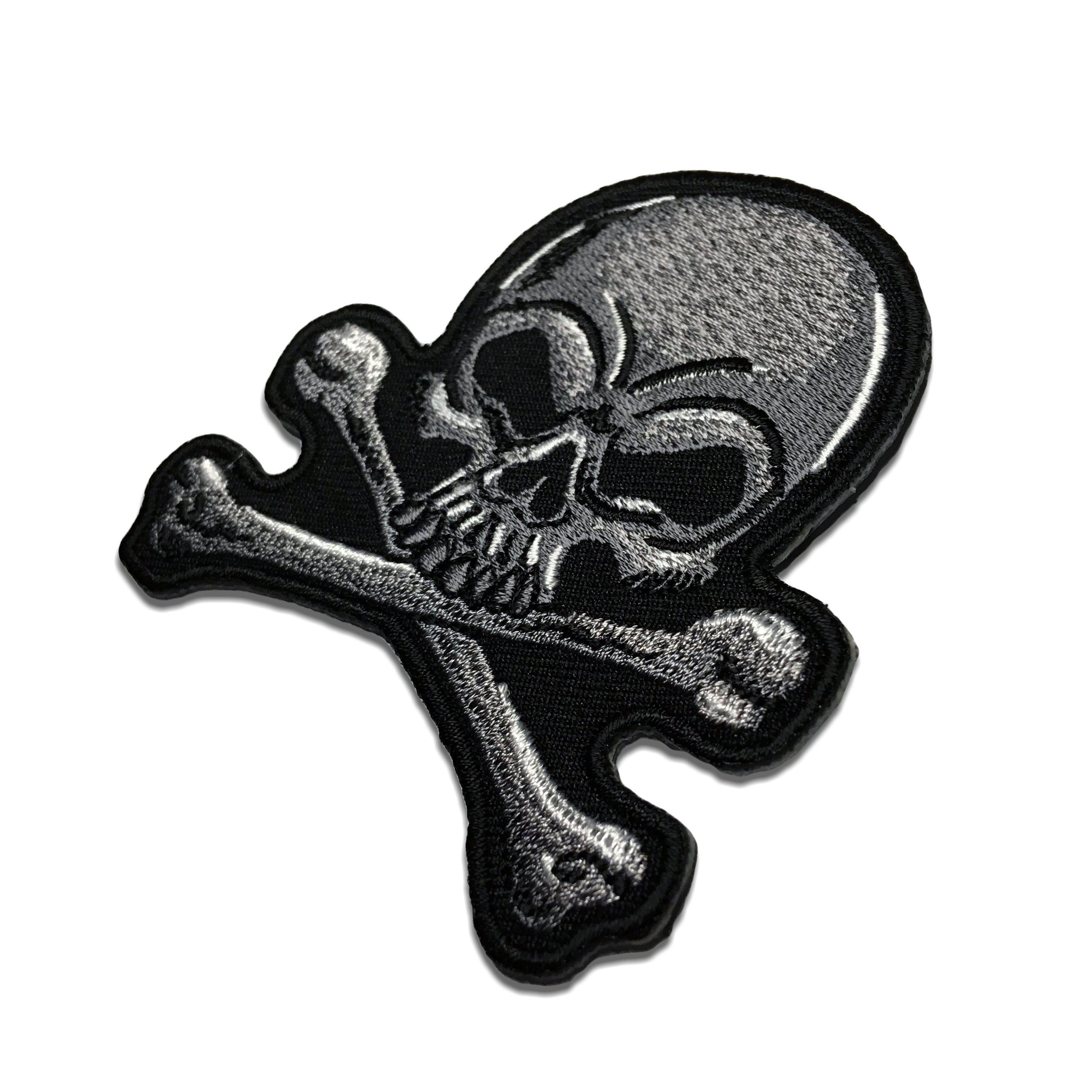 Embroidered Grey Skull & Bones Iron on Sew on Patch – PATCHERS