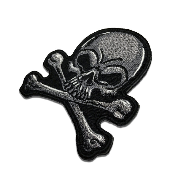 Grey Skull & Bones Patch - PATCHERS Iron on Patch