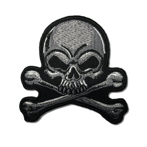 Grey Skull & Bones Patch - PATCHERS Iron on Patch