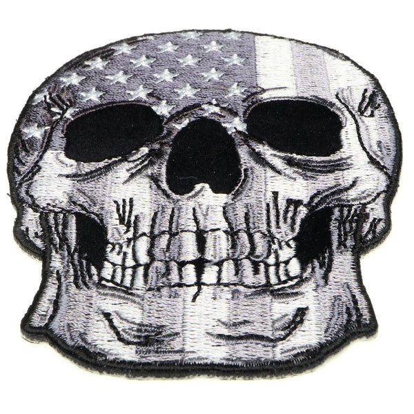 Grey USA Flag Skull Patch - PATCHERS Iron on Patch