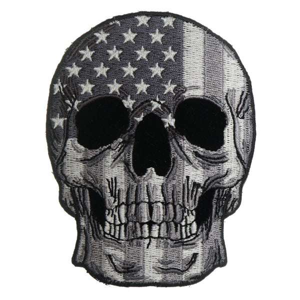 Grey USA Flag Skull Patch - PATCHERS Iron on Patch