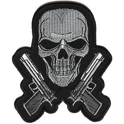 Guns & Skull Chrome Patch - PATCHERS Iron on Patch