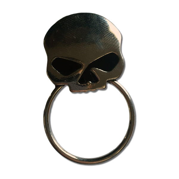 Half Skull Black Eyes Pewter Pin Badge with Glasses Holder - PATCHERS Pin Badge