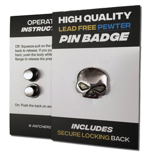 Half Skull Pewter Pin Badge - PATCHERS Pin Badge