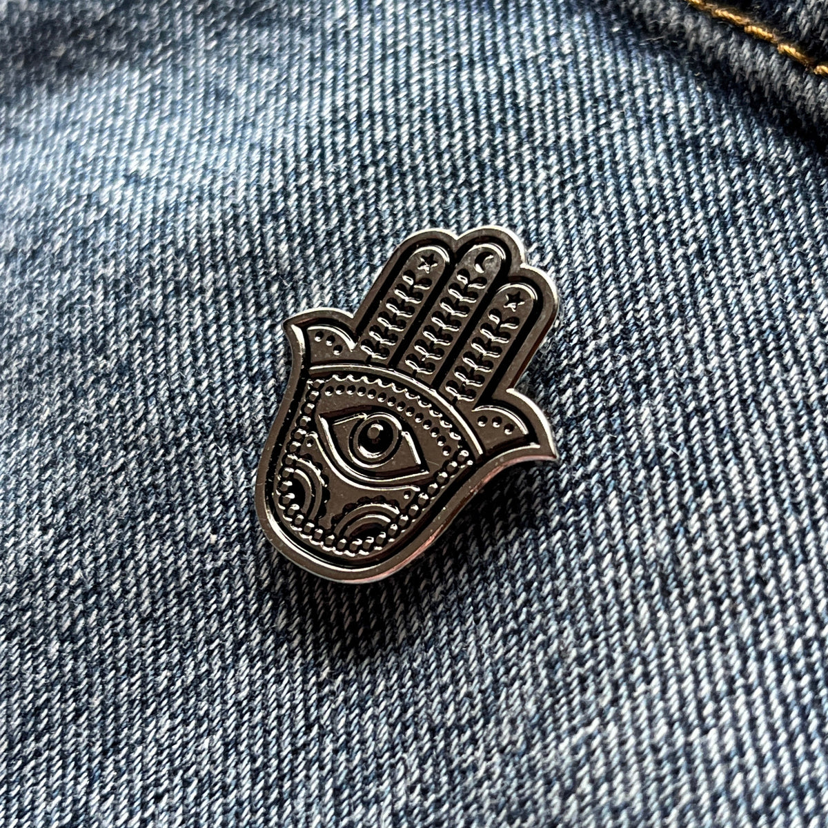 Metal & Enamel Hamsa Hand Pin Badge with Secure Locking Back – PATCHERS