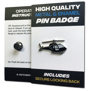 Helicopter Black Pin Badge - PATCHERS Pin Badge