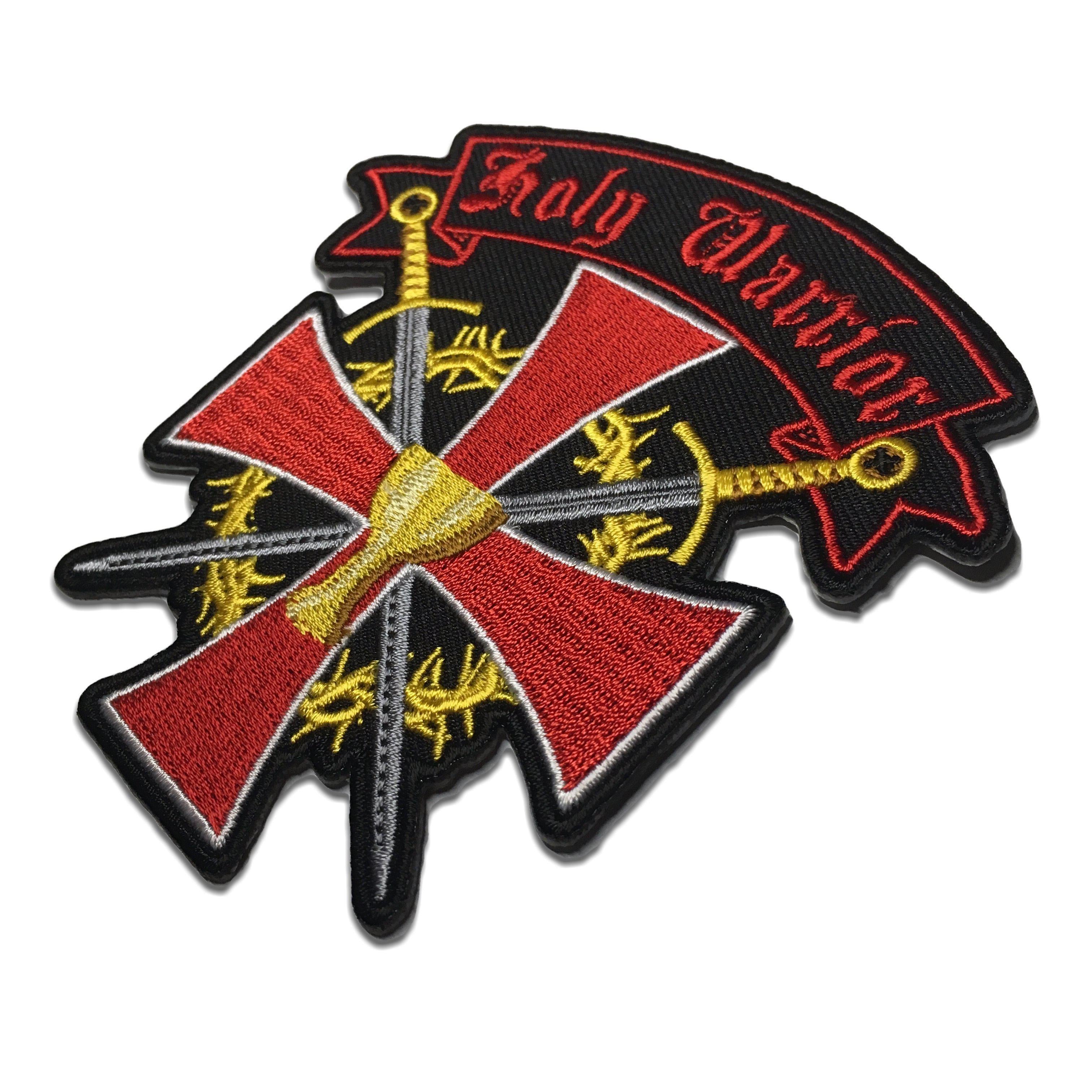 Embroidered Holy Warrior Cross Swords Iron On Sew On Patch – Patchers