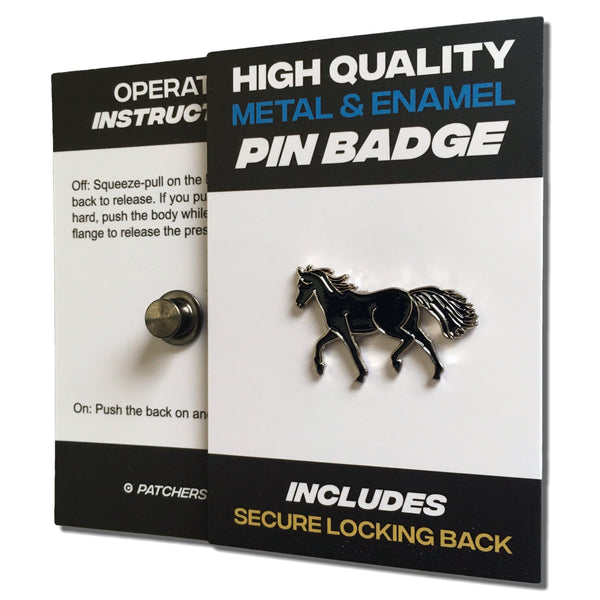Horse Black Pin Badge - PATCHERS Pin Badge
