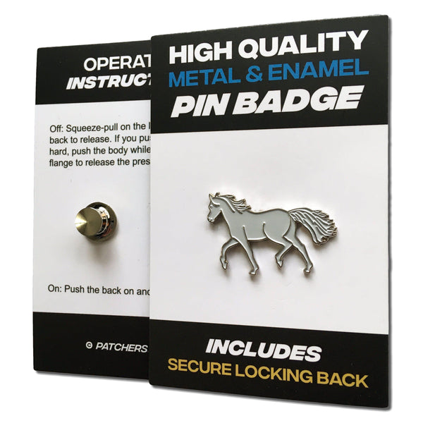 Horse Grey Pin Badge - PATCHERS Pin Badge