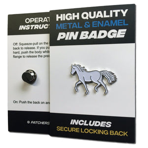 Horse White Pin Badge - PATCHERS Pin Badge