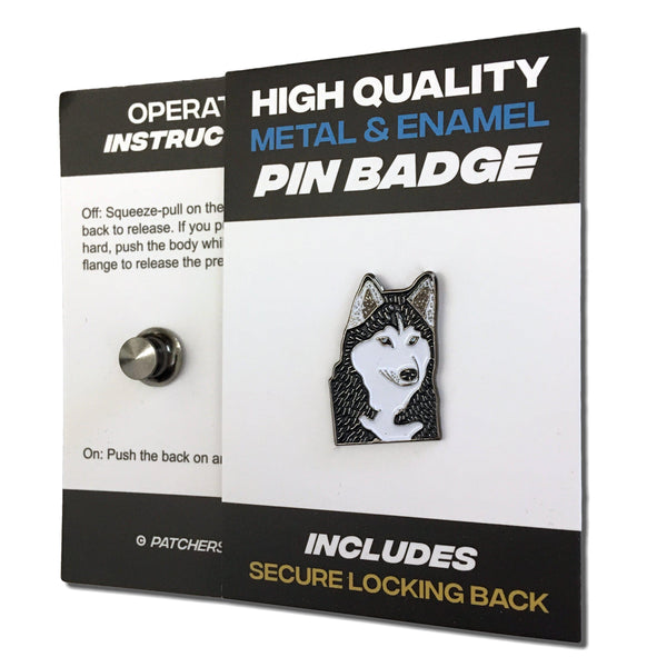 Husky Dog Head Pin Badge - PATCHERS Pin Badge