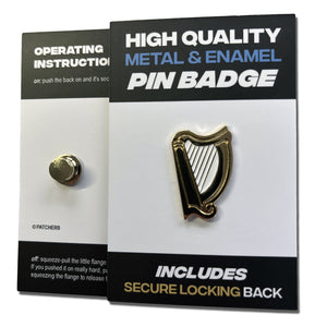 Irish Harp Gold Plated Pin Badge - PATCHERS Pin Badge