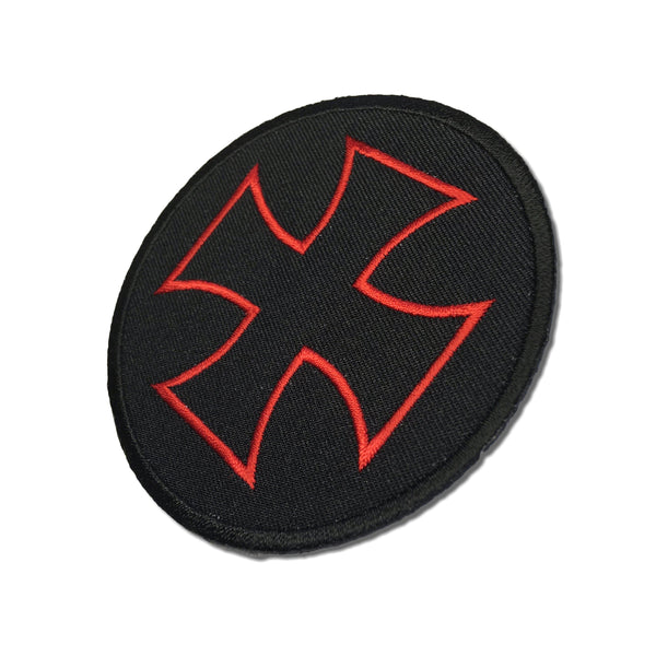 Iron Cross Maltese Cross Red Black Patch - PATCHERS Iron on Patch