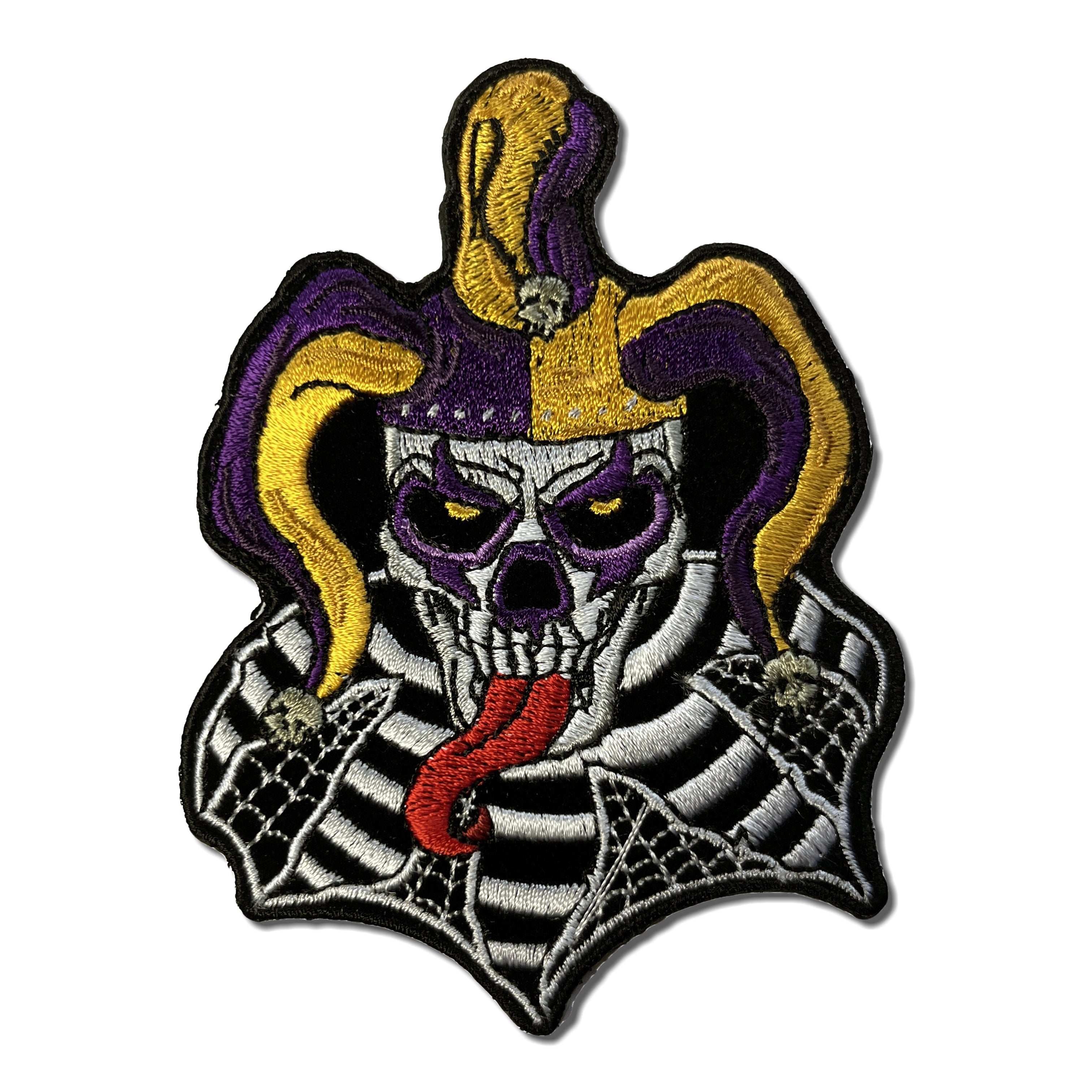 Embroidered Jester Clown Skull Purple Iron on Sew on Patch – PATCHERS