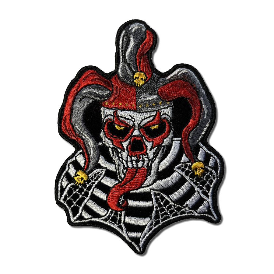 Embroidered Jester Clown Skull Red Iron on Sew on Patch – PATCHERS