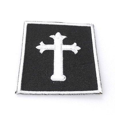Jesus Cross Black White Patch - PATCHERS Iron on Patch