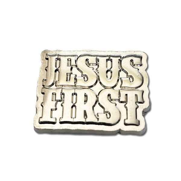 Jesus First Christian 3D Polished Pewter Pin Badge - PATCHERS Pin Badge